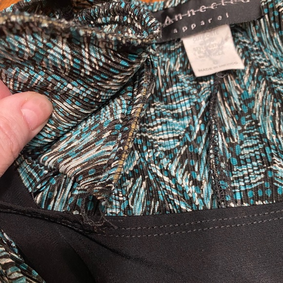 Connected Apparel Blouse Shoulder Pads Vintage 90s Black Turquoise Women’s 8 - Picture 5 of 9